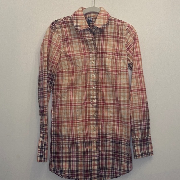 Free People Plaid Top Sz 0 - Picture 1 of 3